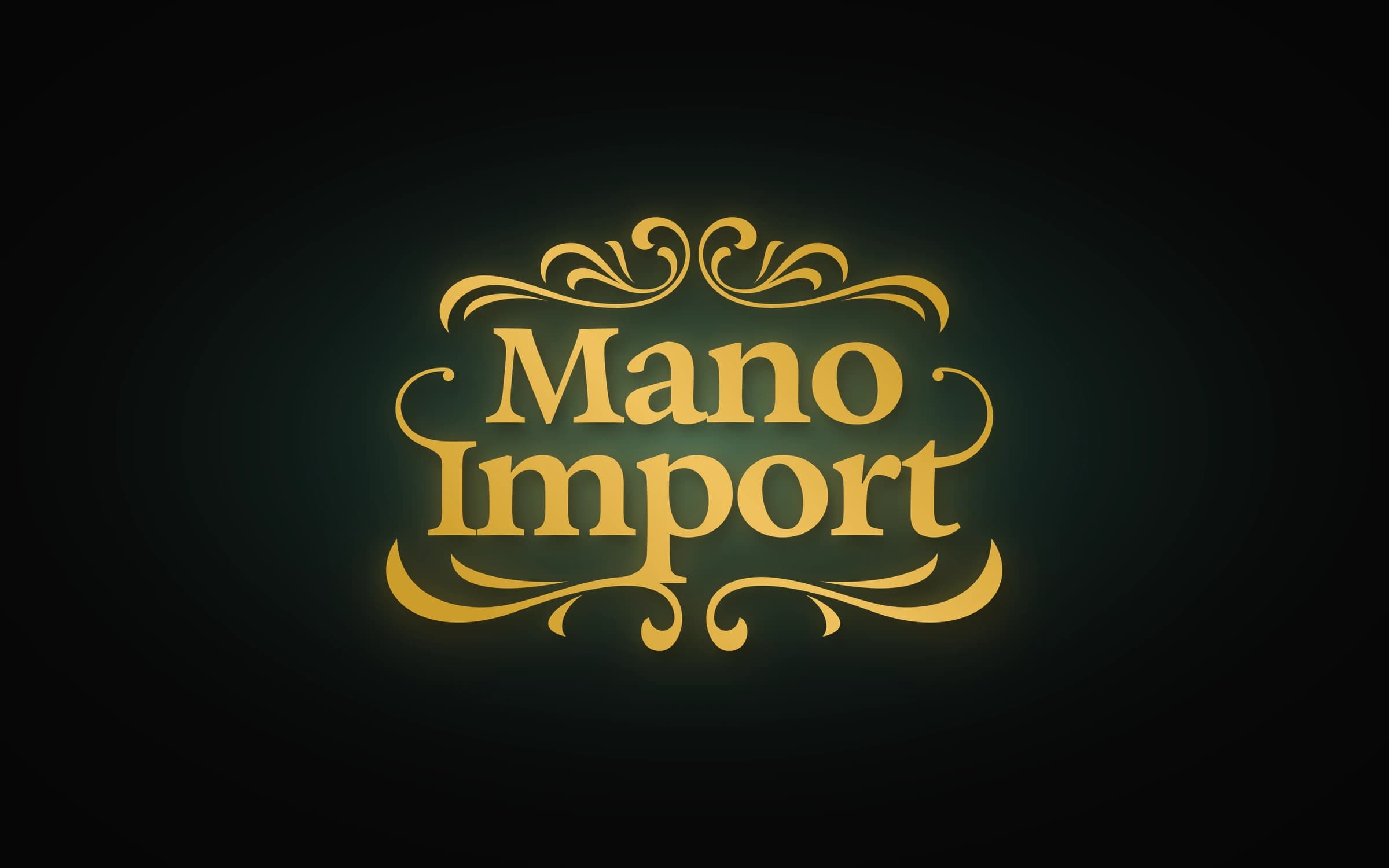 Logotype Mano Import, doré, sur fond noir